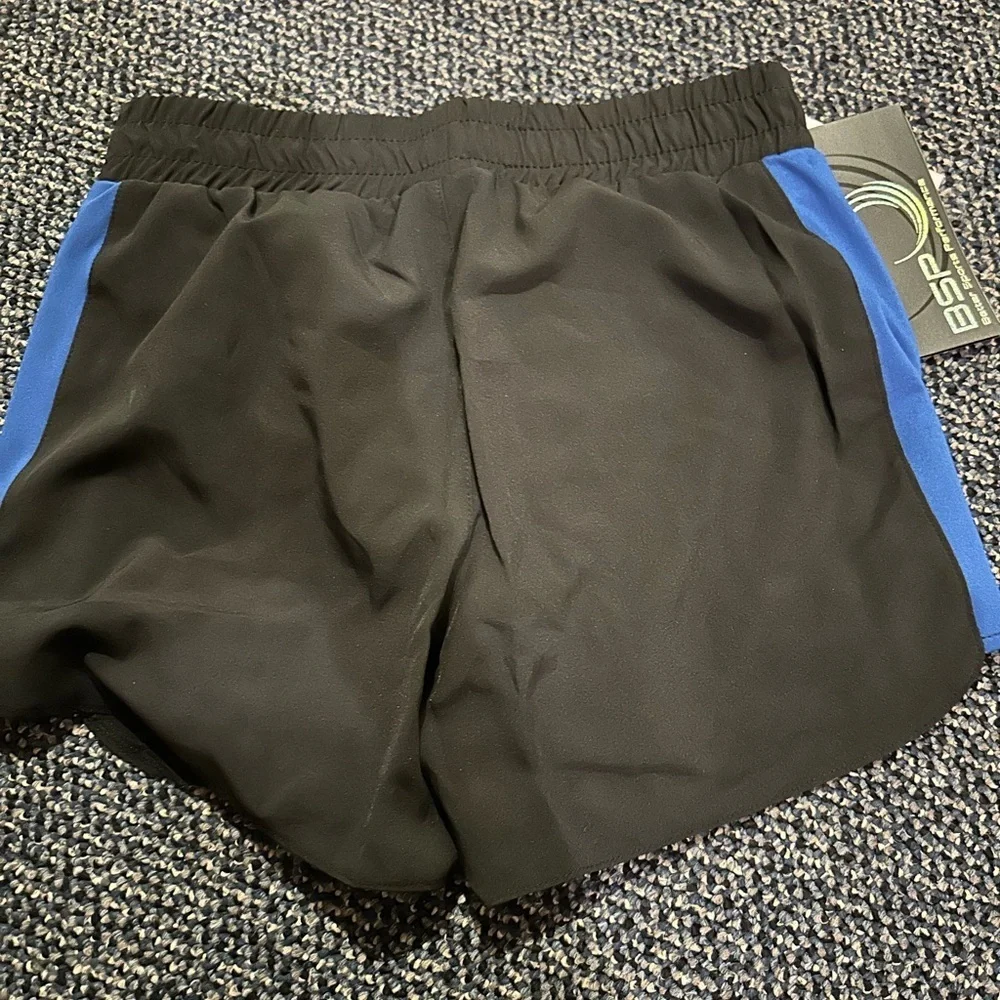 Women's Black and Blue Athletic Shorts